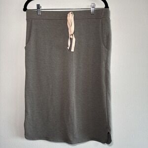 7TH RAY Womens Casual Stretch Olive Green Skirt Pencil Pull On Sz XL Made In USA